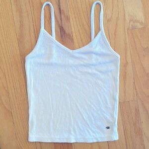 White Ribbed Cropped Tank Top
